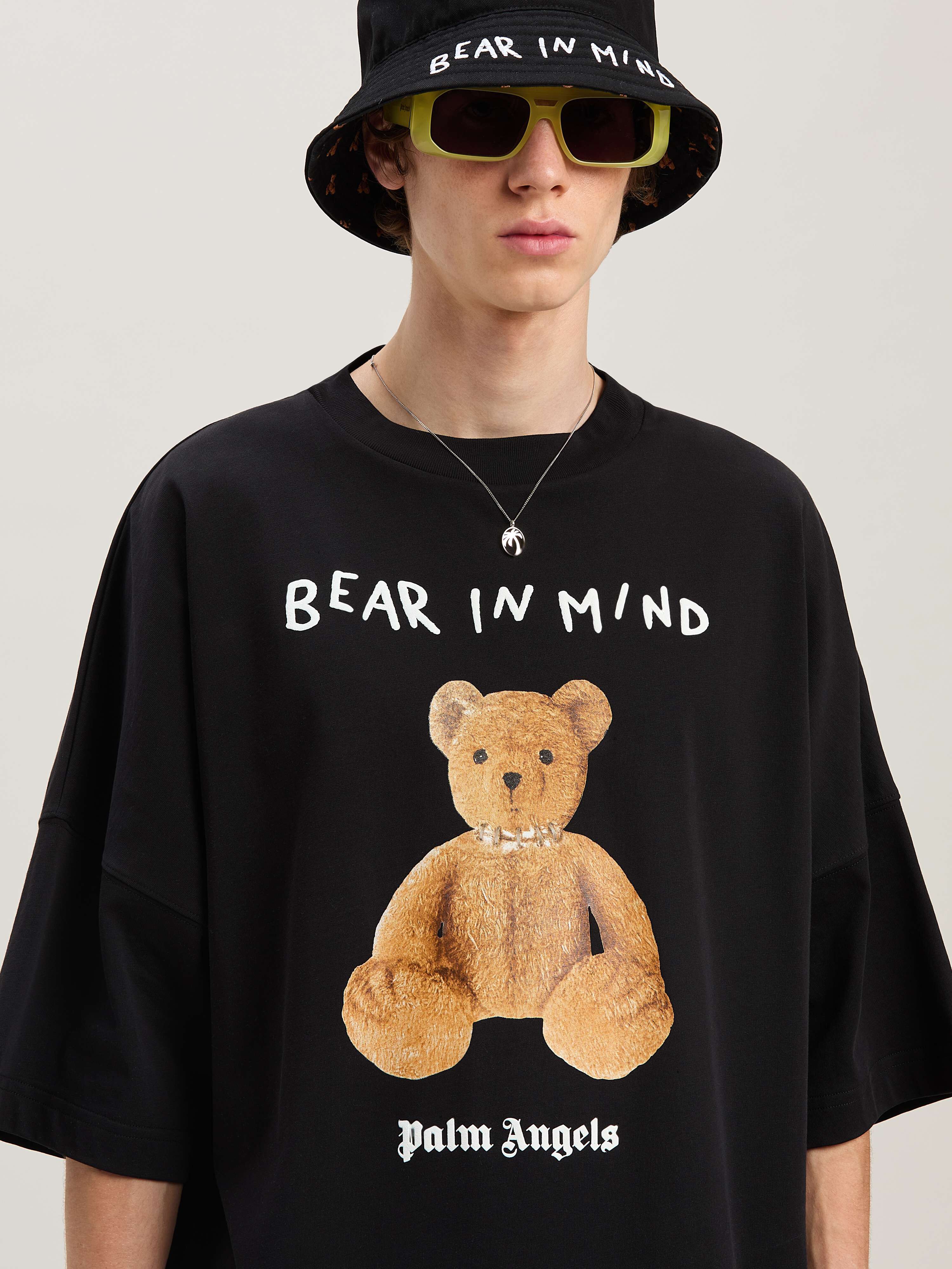 PALM ANGELS  Bear in Mind Over T-shirt BLACK - BROWN PMAA002S25JER002
