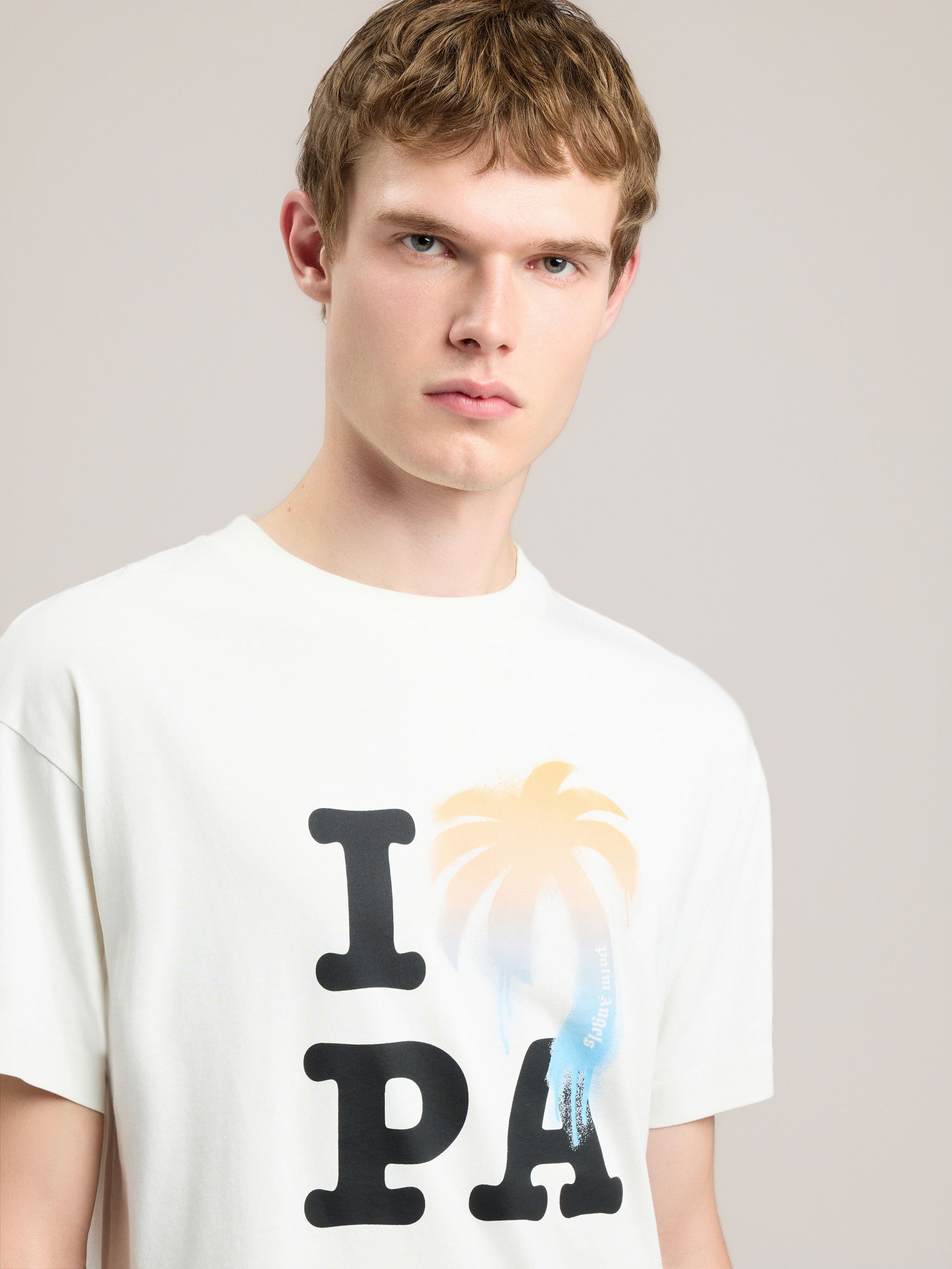 PALM ANGELS I Love PA T-Shirt OFF WHITE BLACK PMAA109S26JER007