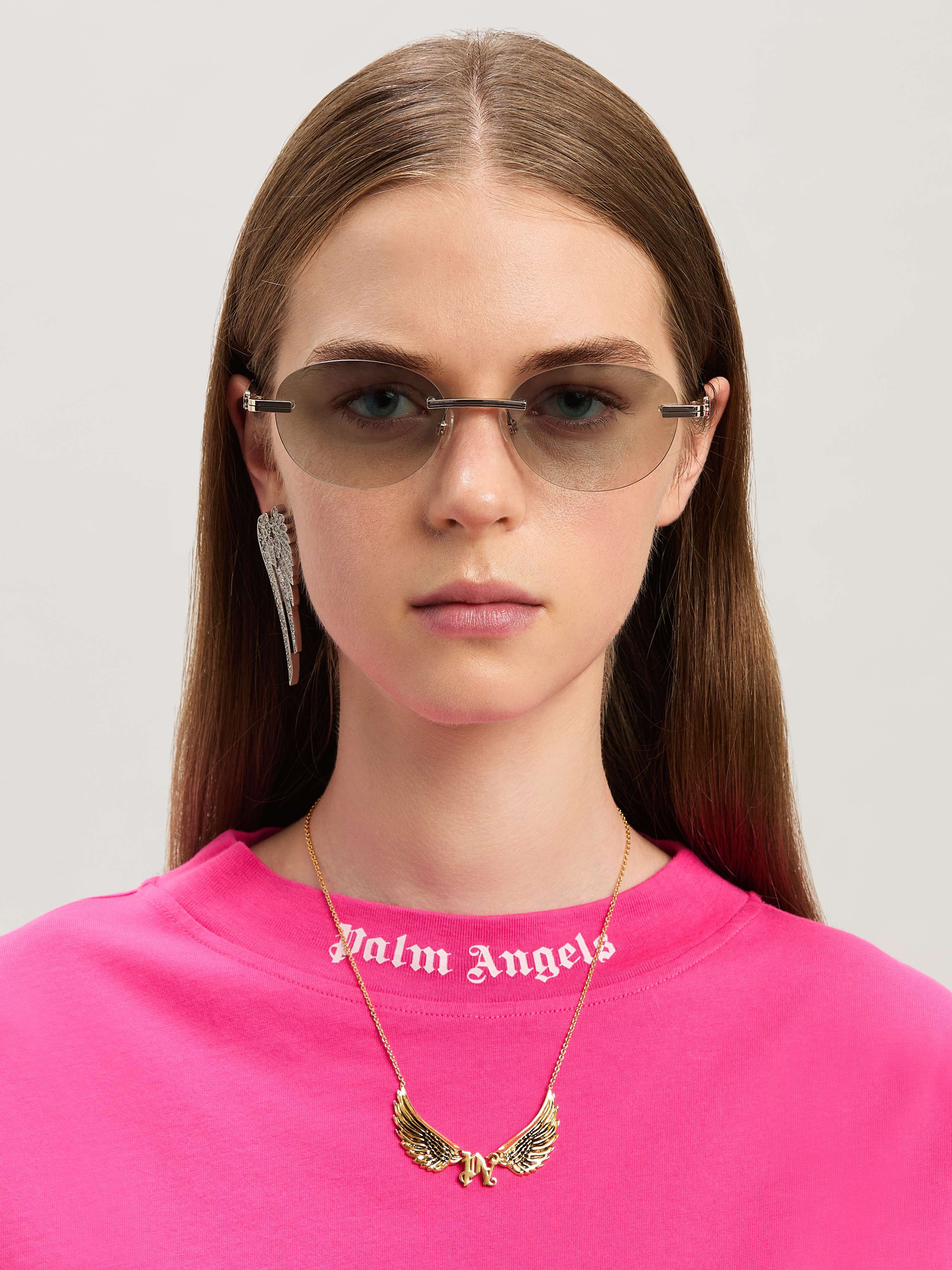 PALM ANGELS  Crystal sunglasses GOLD GRADIENT GREEN PERI10HS25MET001