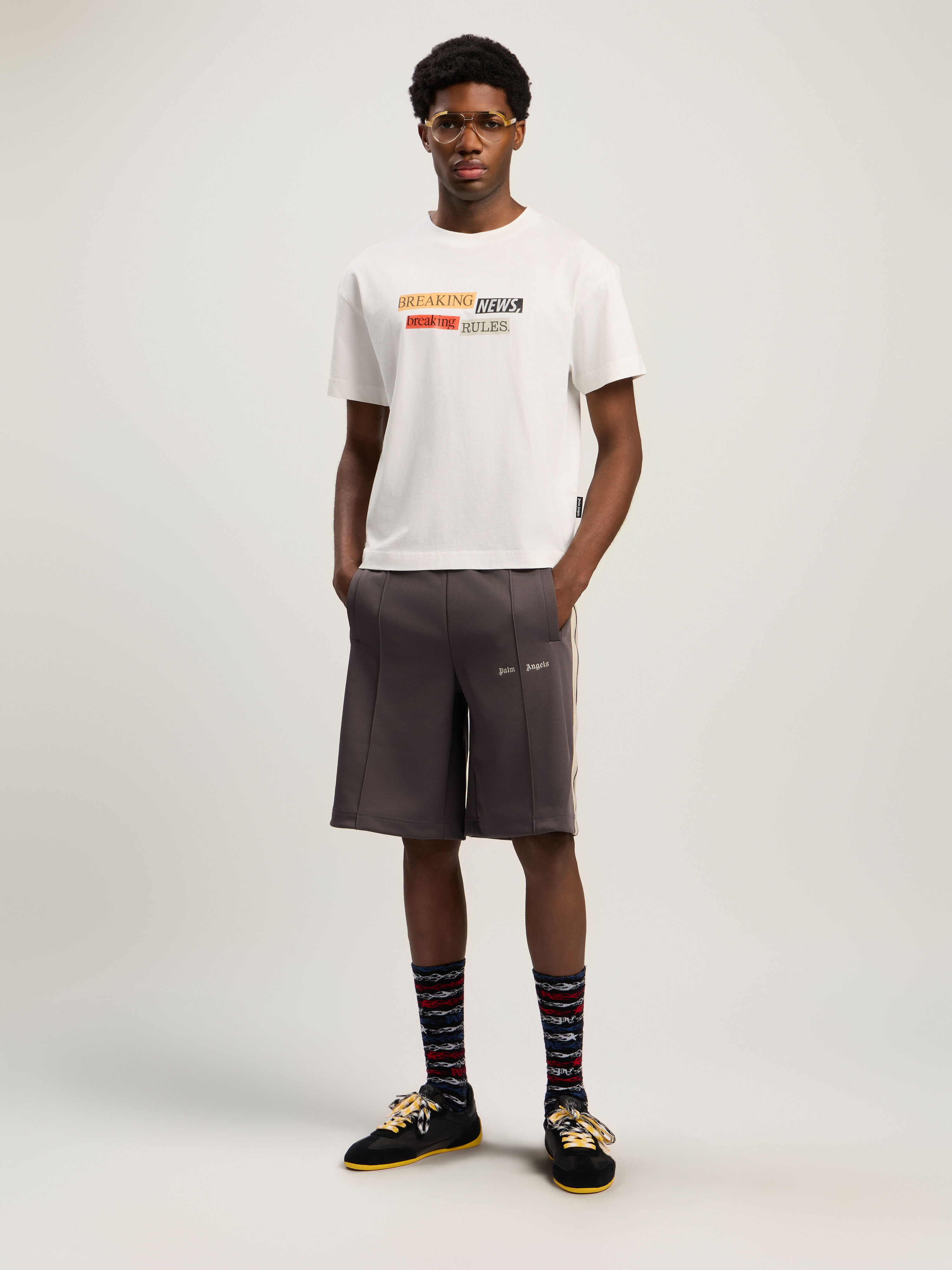 PALM ANGELS Quote Graphic T-Shirt OFF WHITE - MULTICOLOR PMAA109F25JER005