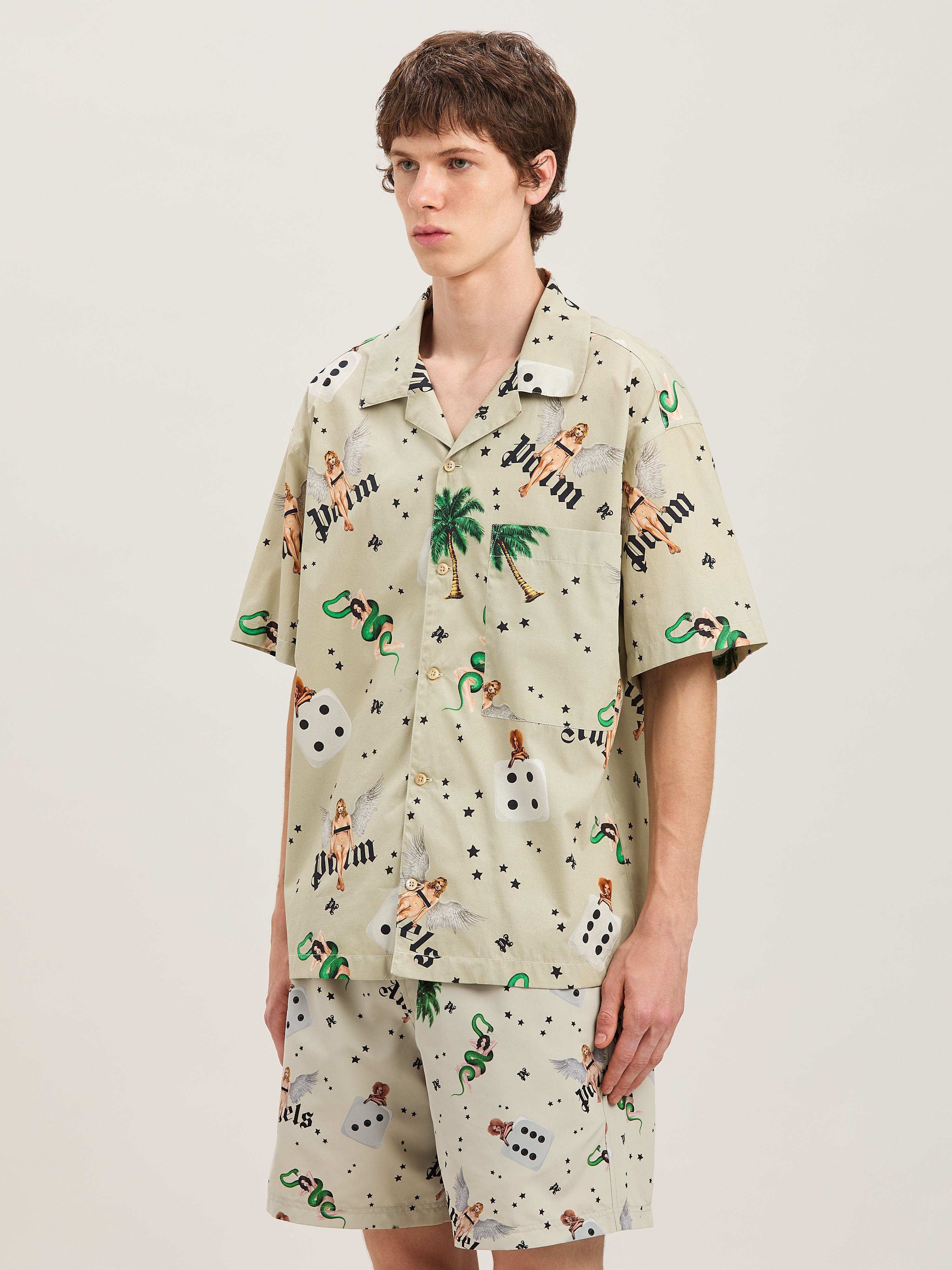 PALM ANGELS  Pin up bowling shirt IVORY - MULTICOLOR PMGG00AS25FAB005
