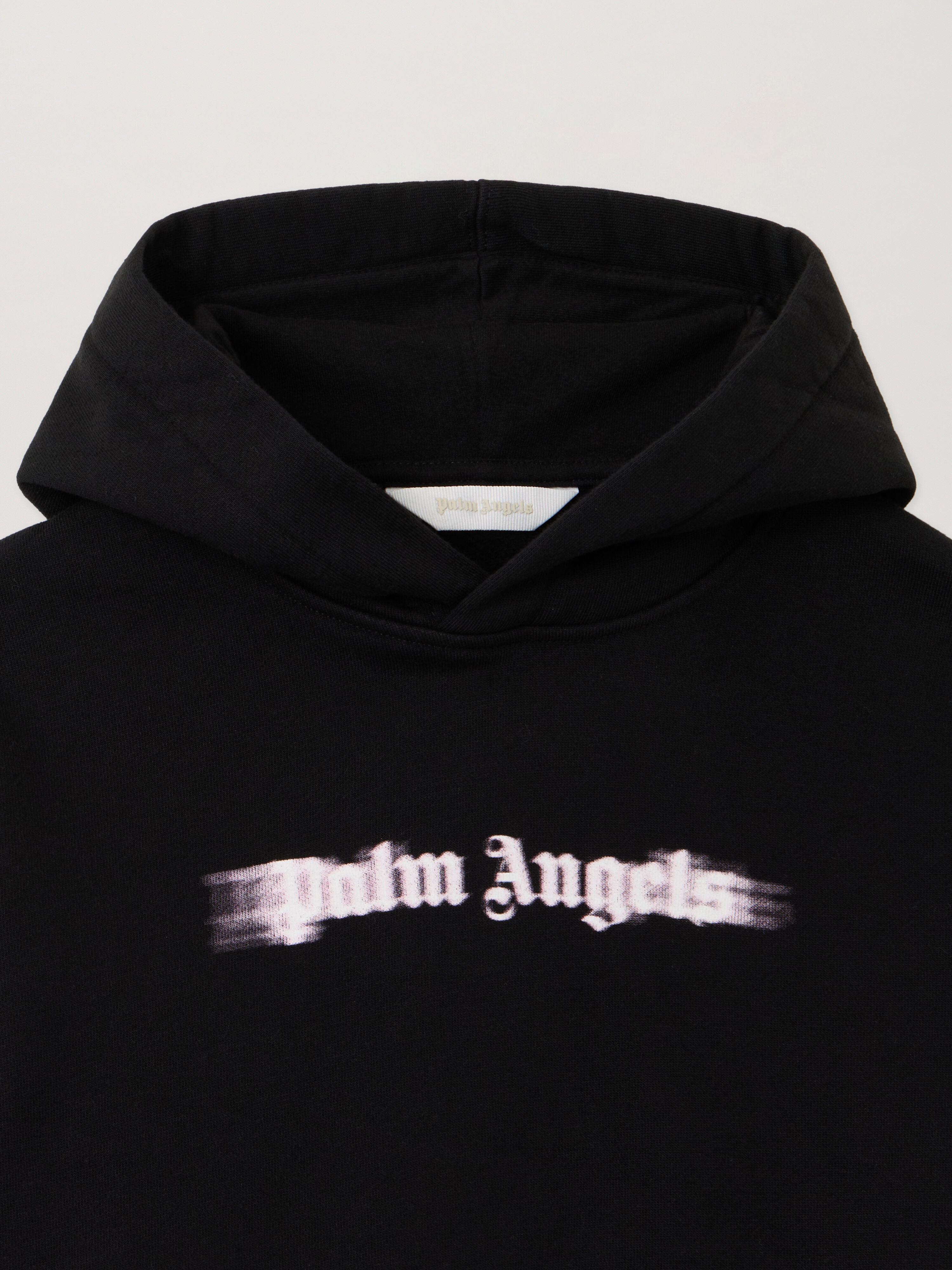 PALM ANGELS Blurred Logo Reg.Hoodie BLACK - ROSE PINK PGBB015F25FLE001