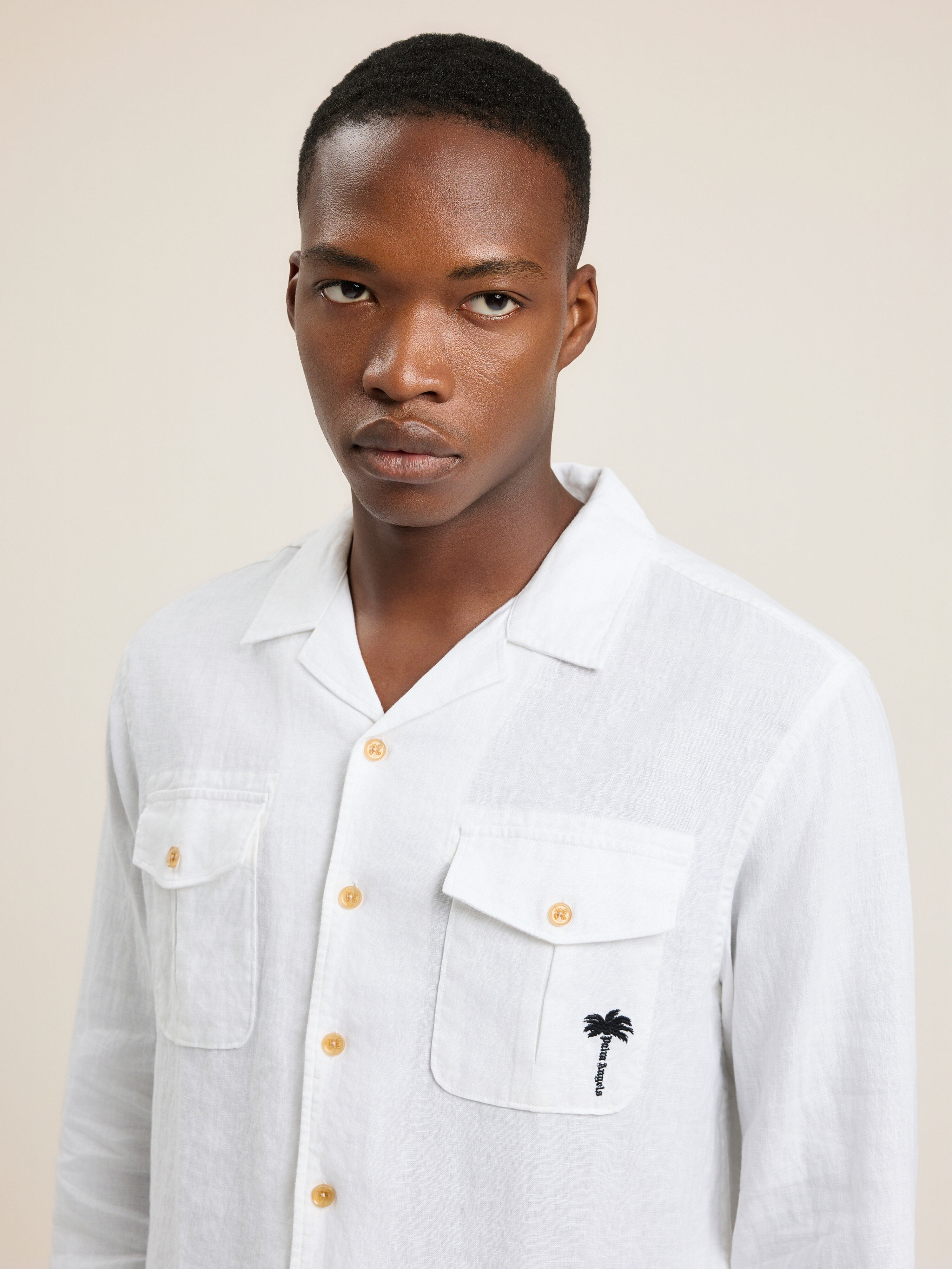 Palm Tree Bowling Shirt PALM ANGELS Palm Tree Bowling Shirt OFF WHITE - BLACK PAMGE003FB002