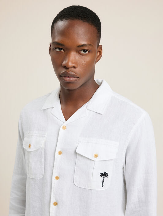 Palm Tree Bowling Shirt PALM ANGELS Palm Tree Bowling Shirt OFF WHITE - BLACK PAMGE003FB002