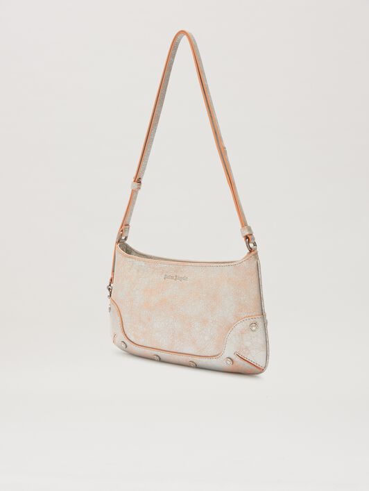 PALM ANGELS  Giorgina silver crackle bag SILVER PWNN03BS25LEA001