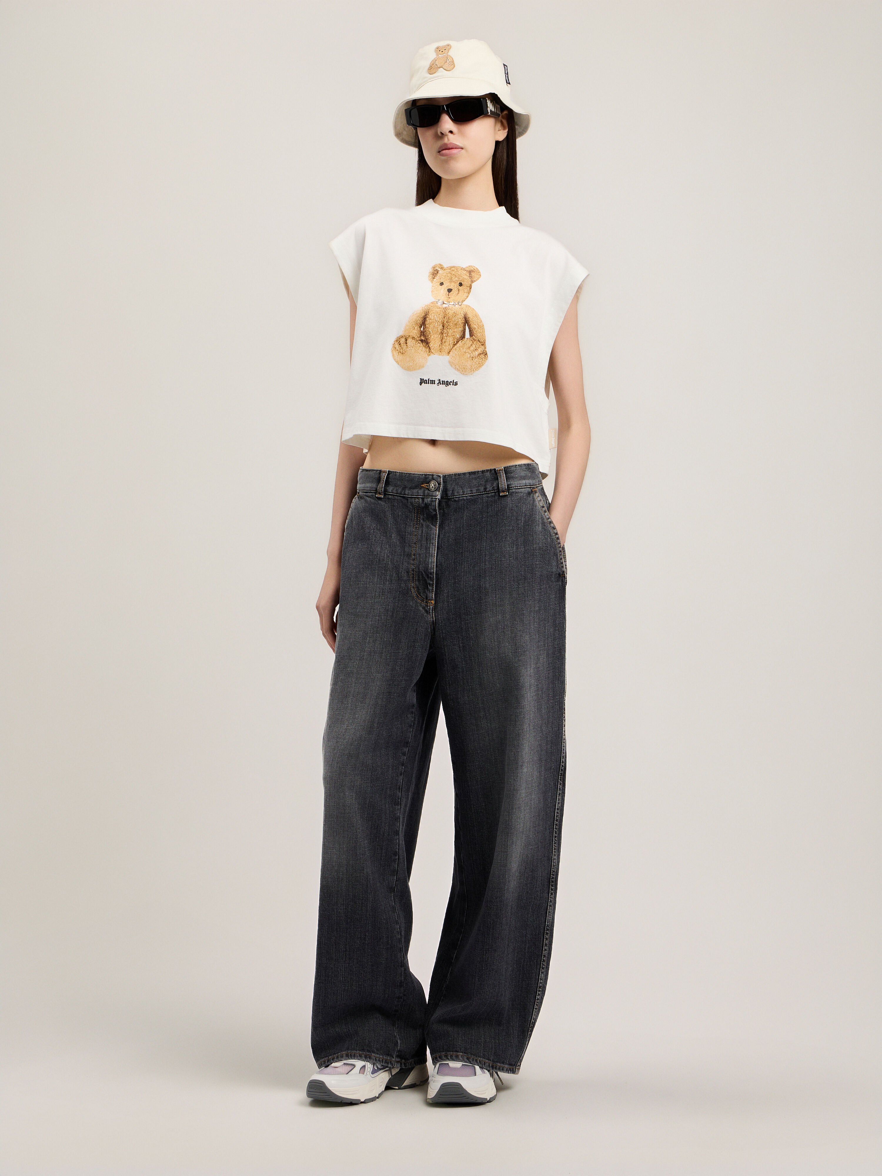 Bear Boxy Tank Top PALM ANGELS Bear Boxy Tank Top OFF WHITE BROWN PWAC022S26JER002