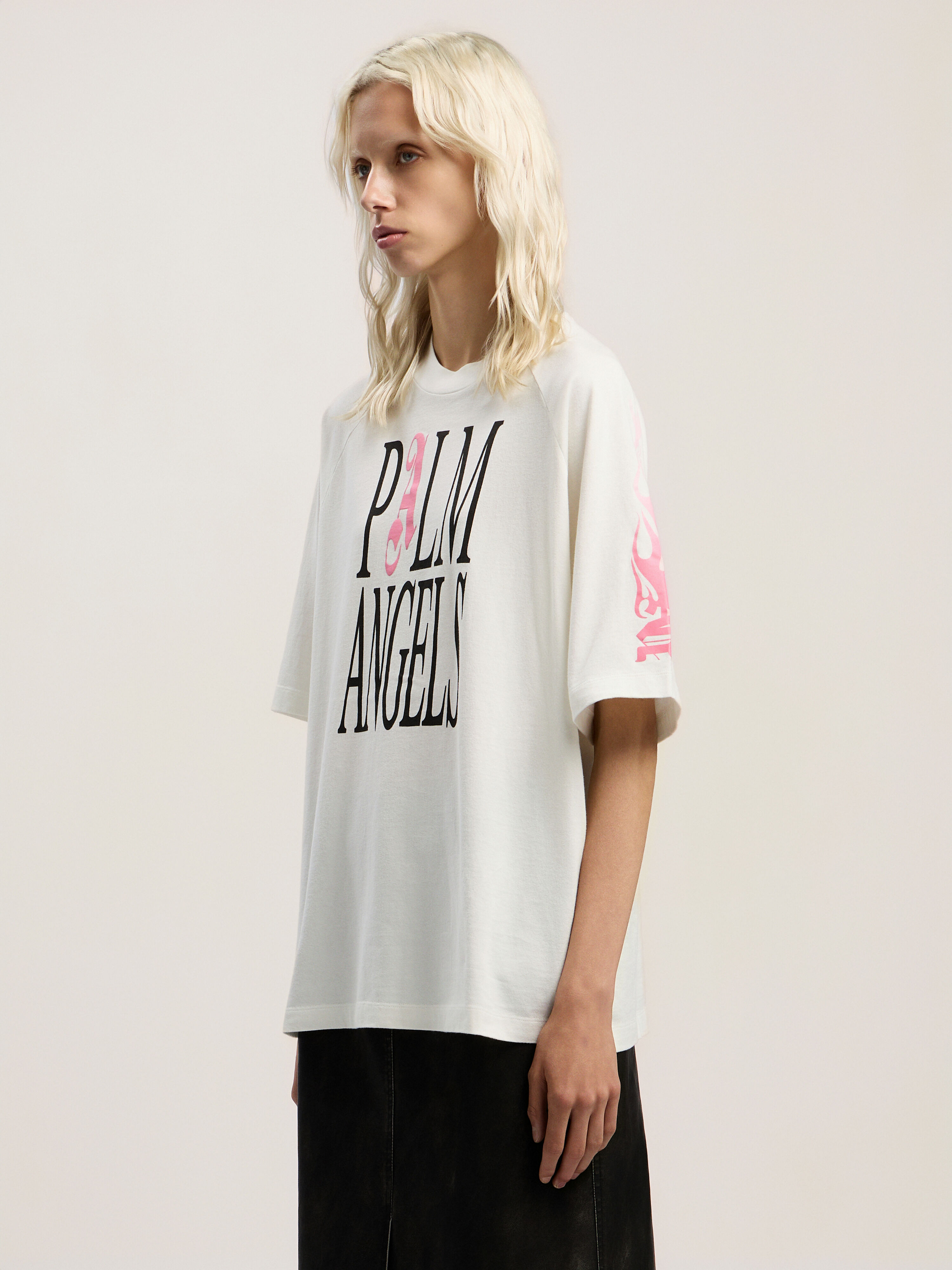 PALM ANGELS Flames Loose T-Shirt OFF WHITE - MULTICOLOR PWAA07EF25JER001