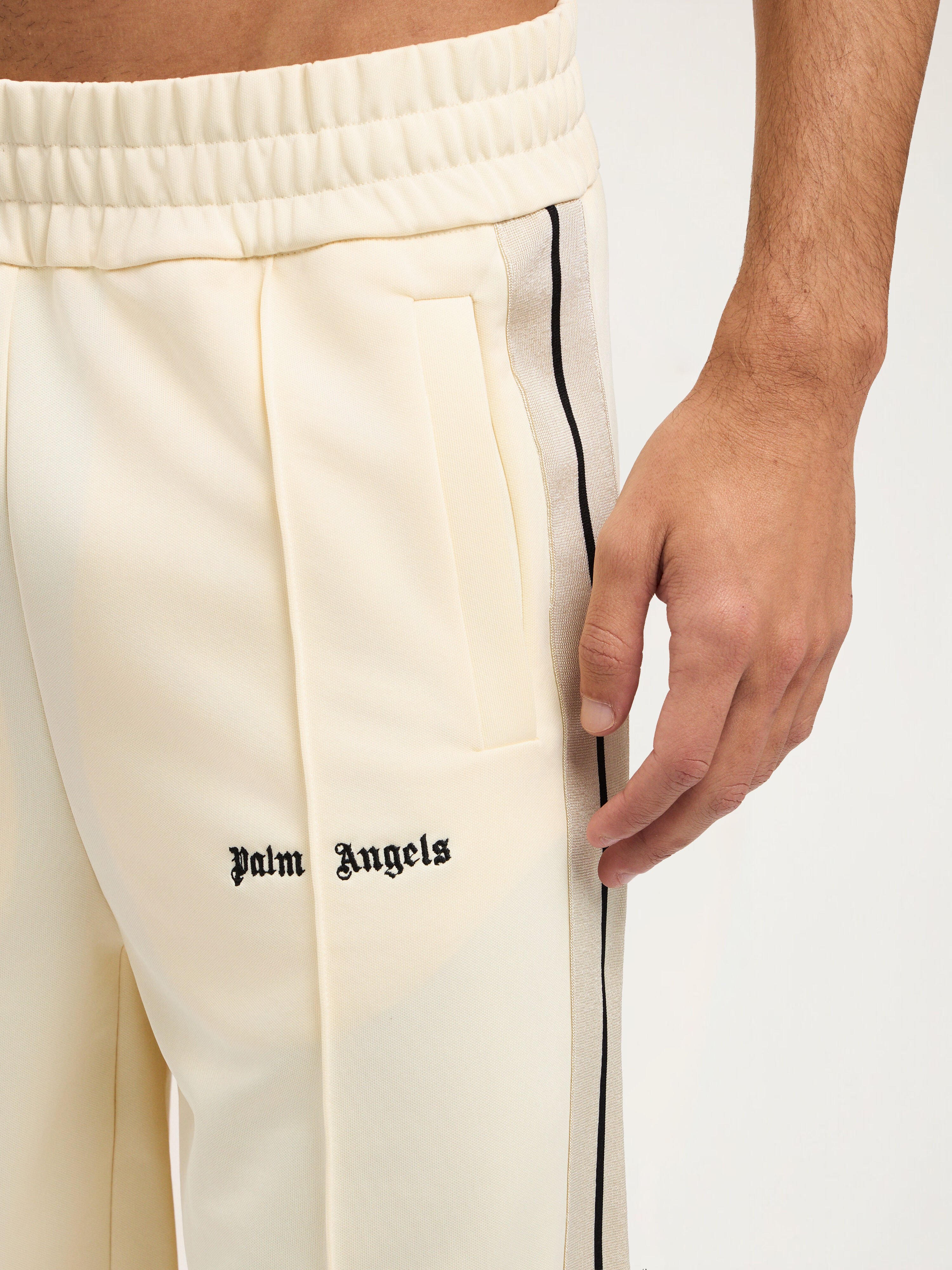 PALM ANGELS Classic Logo Track Shorts IVORY BLACK PMCL009S26FAB001