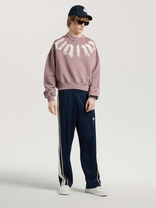 Big Neck Logo Loose Sweatshirt PALM ANGELS Big Neck Logo Loose Sweatshirt MAUVE - OFF WHITE PAMBA04F26FL01
