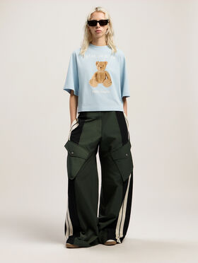 PALM ANGELS Bear In Mind Cropped Tee BABY BLUE - BROWN PWAA079F25JER002