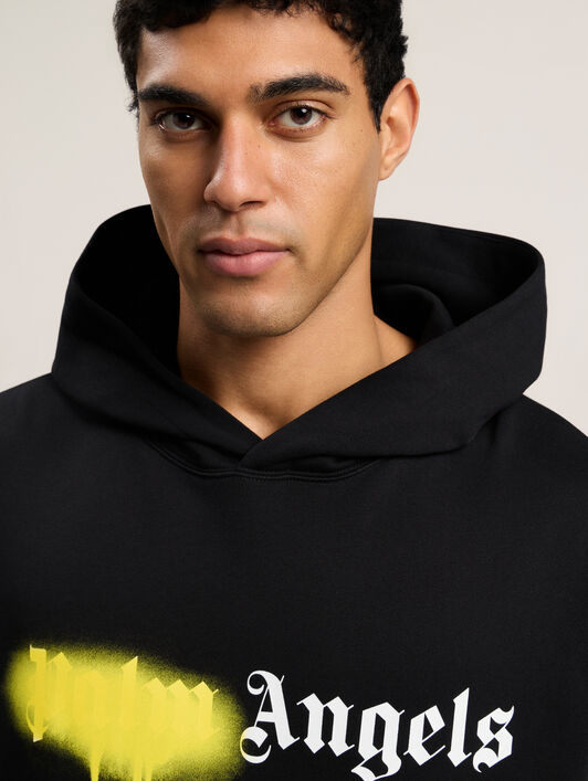 PALM ANGELS Spray City Milan Hoodie Black/Yellow PMBB17DT26FLE004