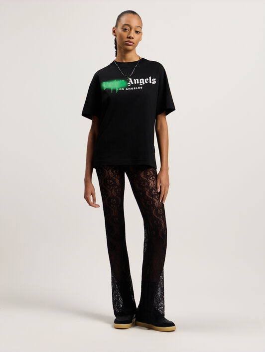 PALM ANGELS Spray City Los Angeles T-Shirt Black/Green PMAA109T26JER001