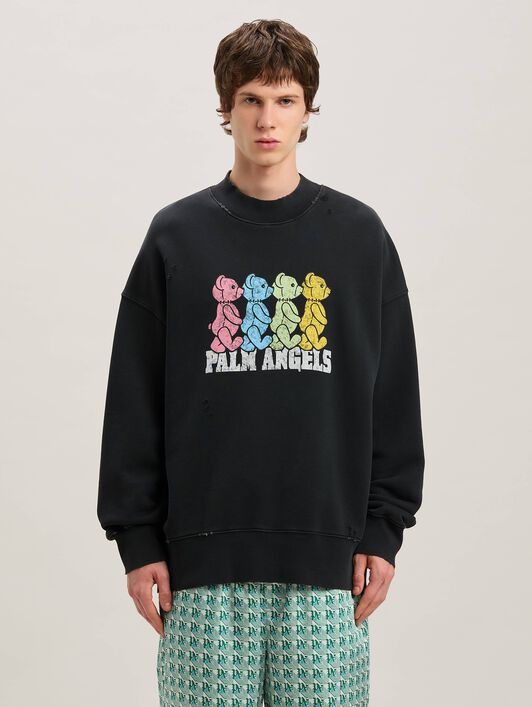 PALM ANGELS  Multicolor Bear crewneck sweatshirt NERO - MULTICOLOREE PMBA026S25FLE004