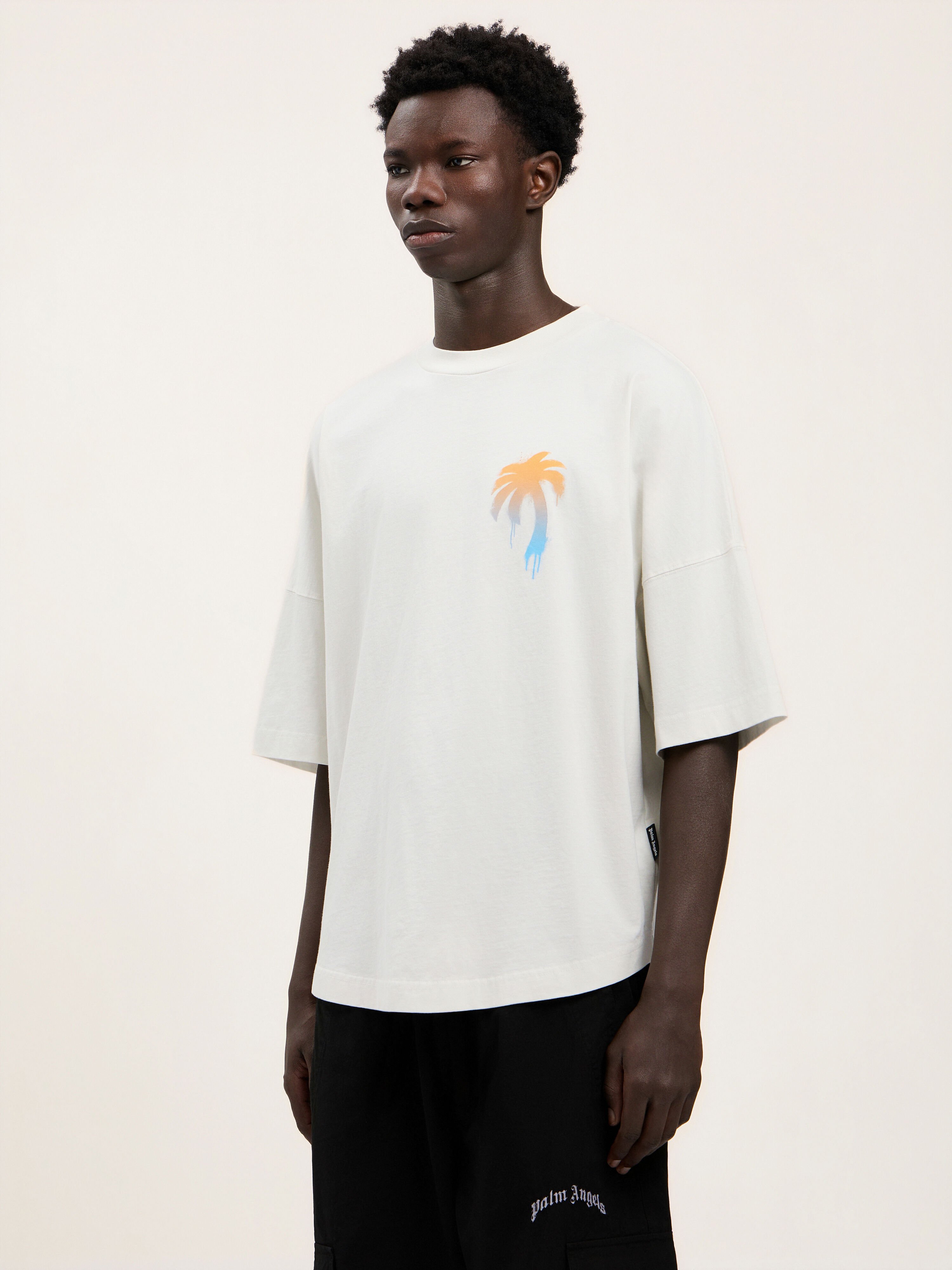 PALM ANGELS I Love Pa Over T-Shirt OFF WHITE BLACK PMAA10BS26JER003