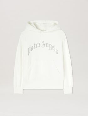PALM ANGELS  Hoodie mit geschwungenem Logo BLACK - SILVER PWBA057S25FAB001