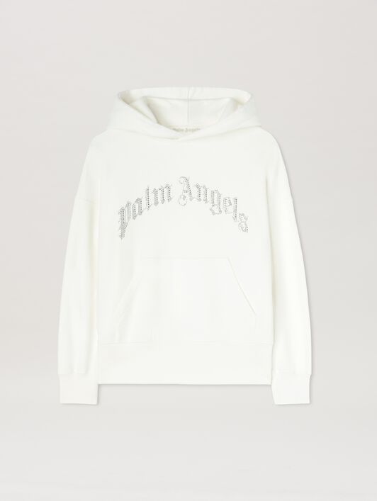 PALM ANGELS  Hoodie mit geschwungenem Logo OFF WHITE - SILVER PWBB074S25FLE002