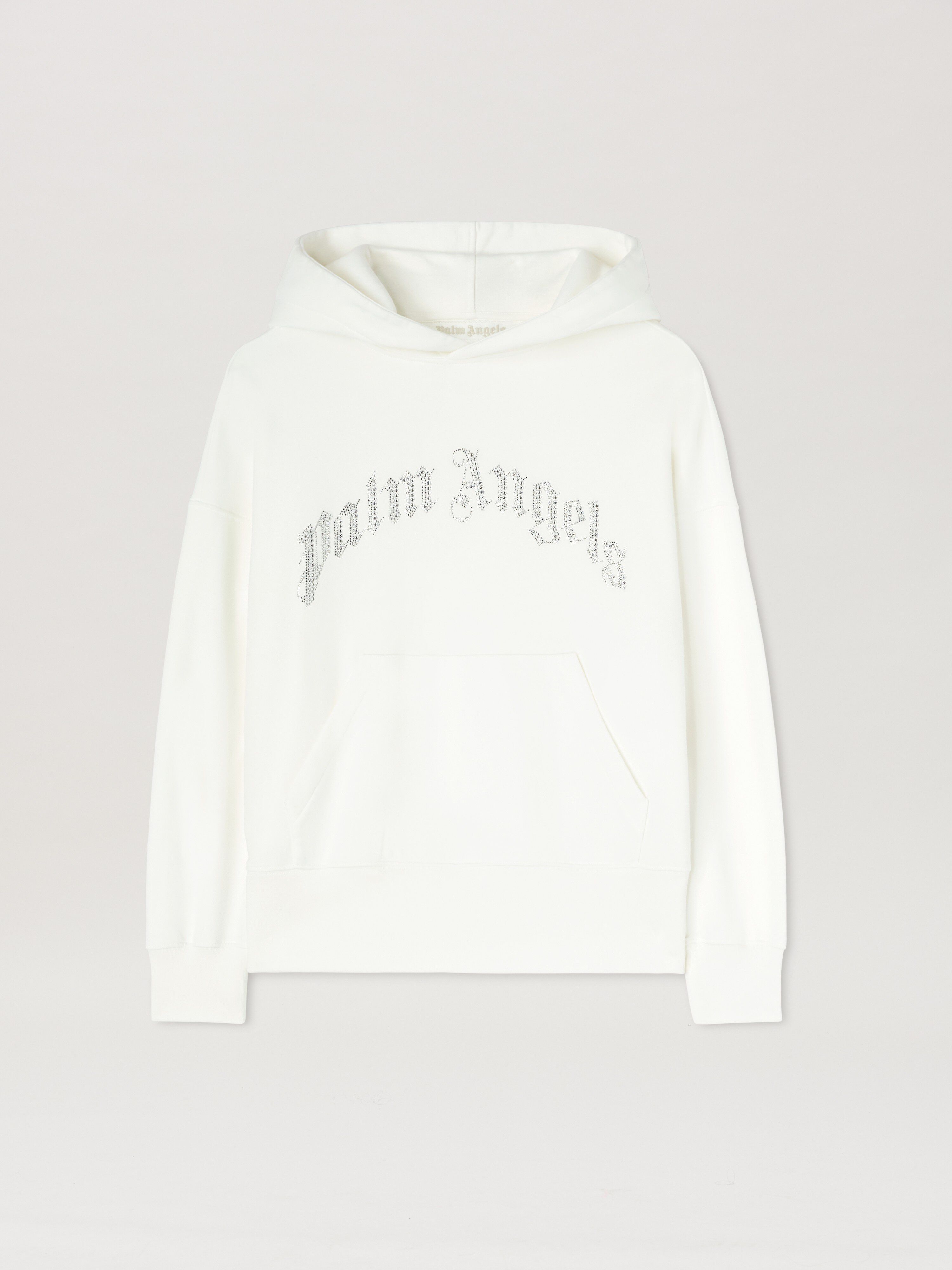 PALM ANGELS  Hoodie mit geschwungenem Logo OFF WHITE - SILVER PWBB074S25FLE002