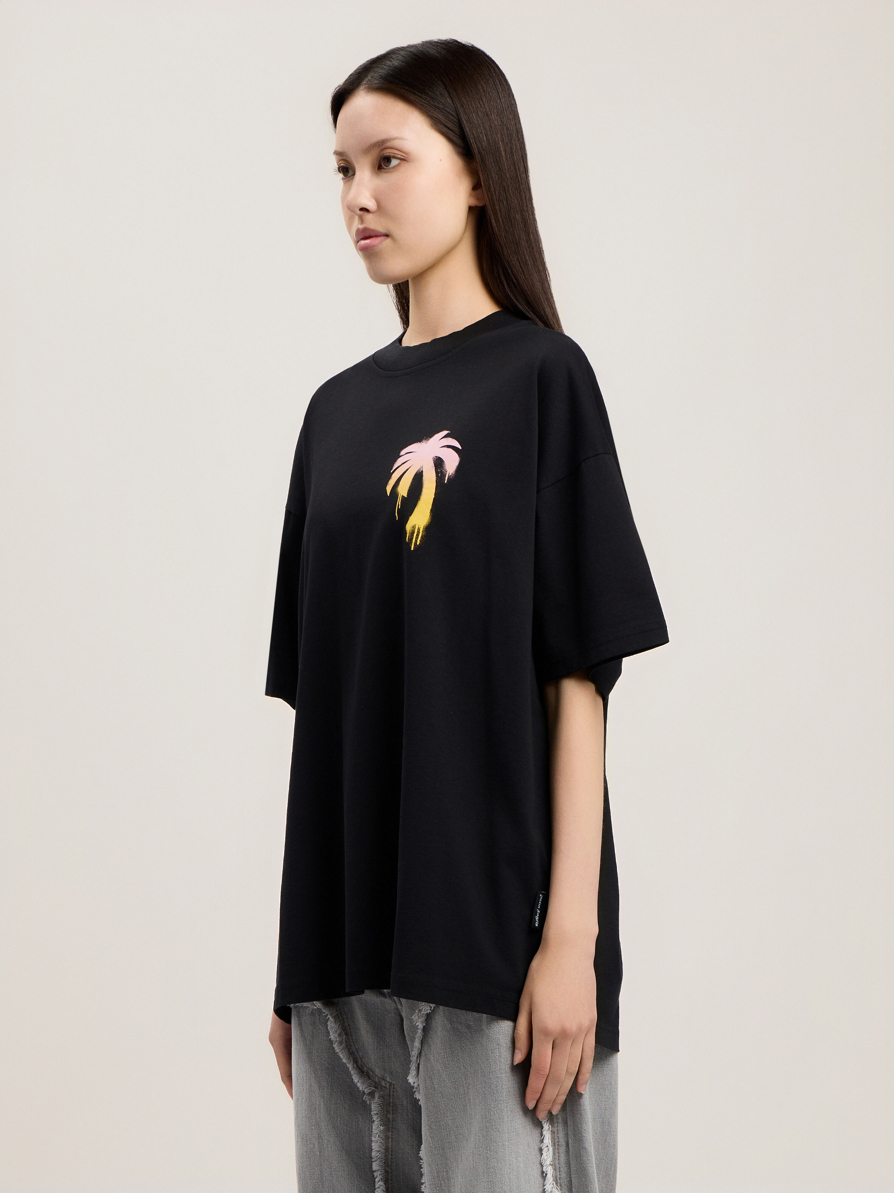 PALM ANGELS I Love PA Loose T-Shirt BLACK WHITE PWAA07BS26JER004