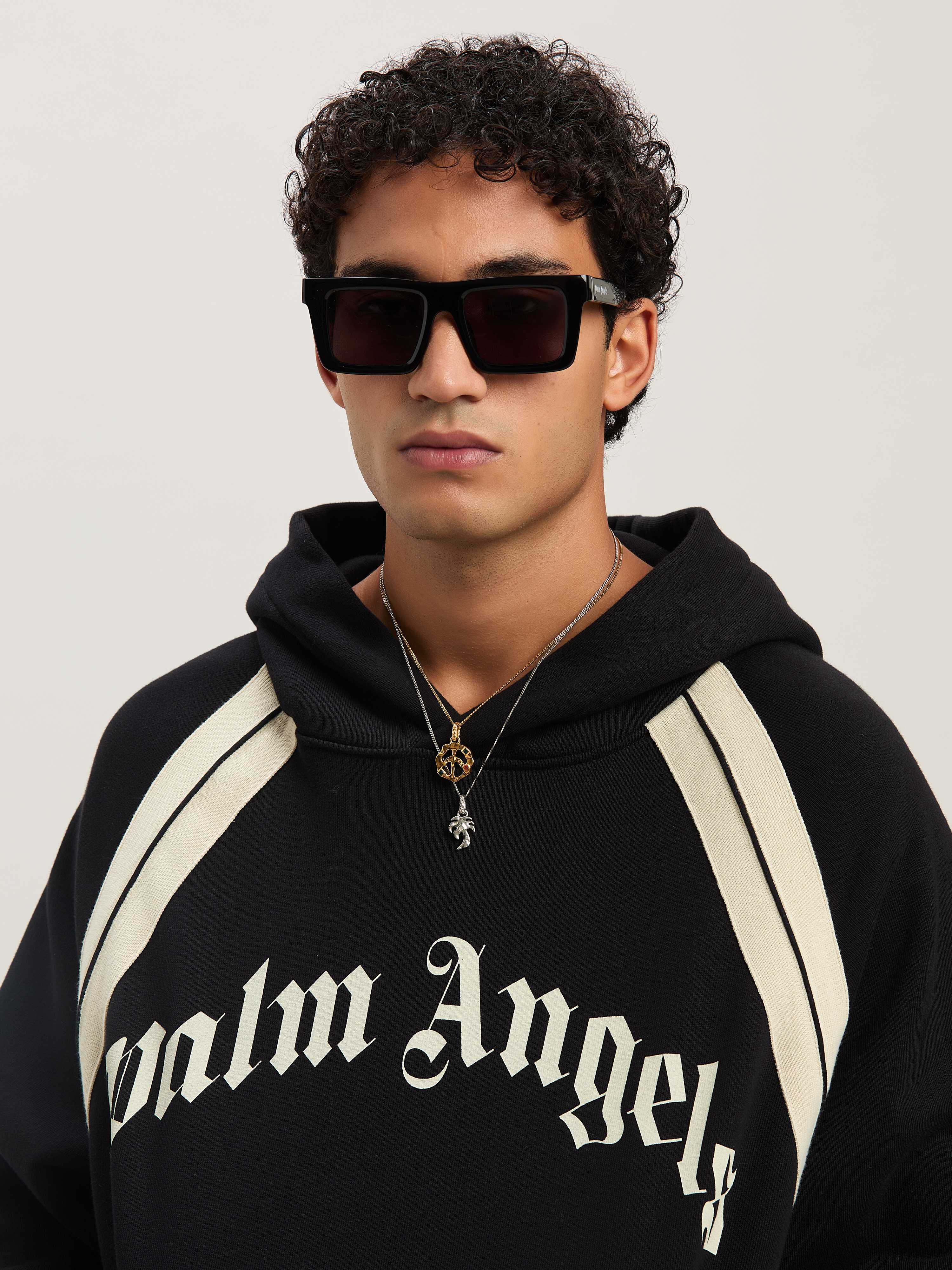 PALM ANGELS  Hoodie mit geschwungenem Logo BLACK - IVORY PMBB171S25FLE001