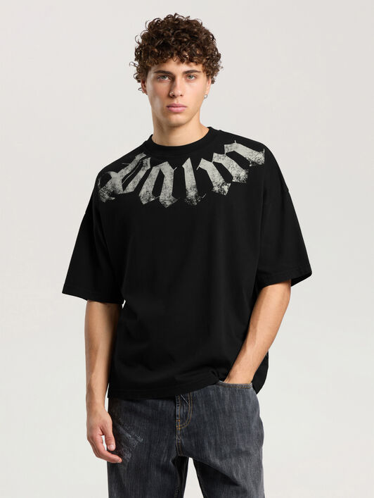 PALM ANGELS T-Shirt Con Logo Big Neck BLACK - OFF WHITE PAMAA03F26JR01
