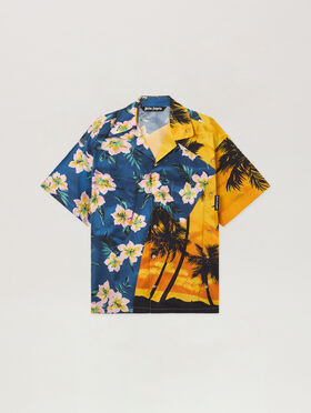PALM ANGELS Paxvlbq_Hawaian Mix Shirt BLUE - YELLOW PMGG00DF25FAB001