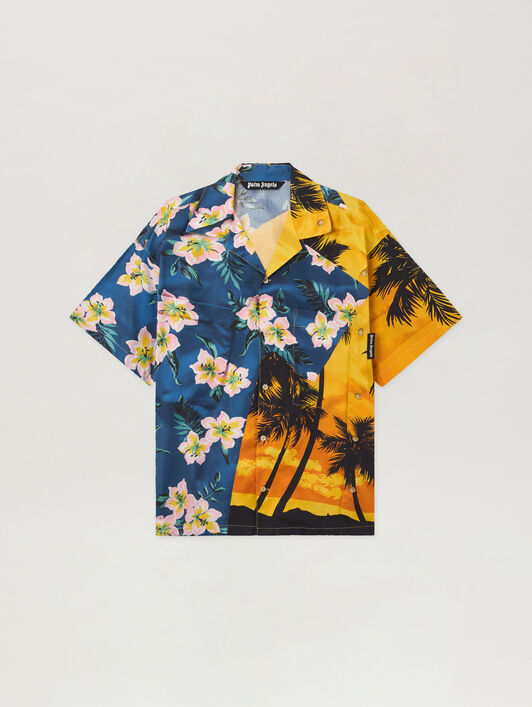 PAXVLBQ Hawaian Mix Shirt PALM ANGELS PAXVLBQ Hawaian Mix Shirt BLUE - YELLOW PMGG00DF25FAB001