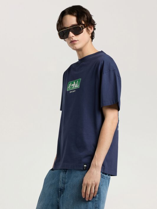 Street Signals Regular T-Shirt PALM ANGELS Street Signals Regular T-Shirt NAVY BLUE - GREEN PAMAA01W26JR09