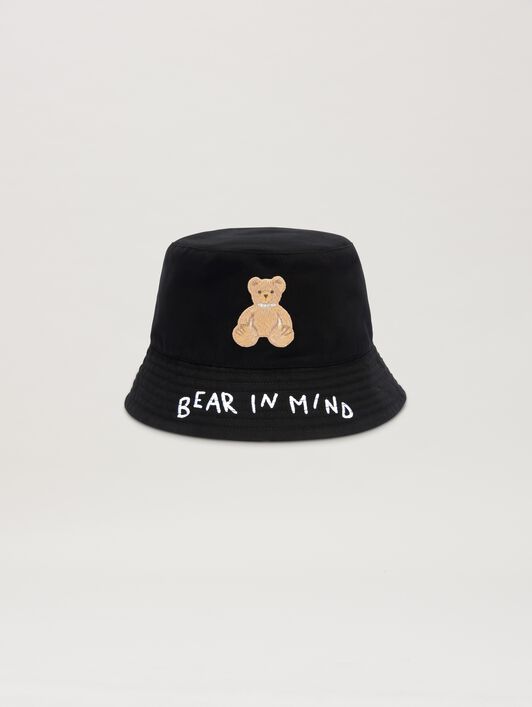 PALM ANGELS  Bear in Mind Bucket Hat BLACK - BROWN PMLA039S25FAB003