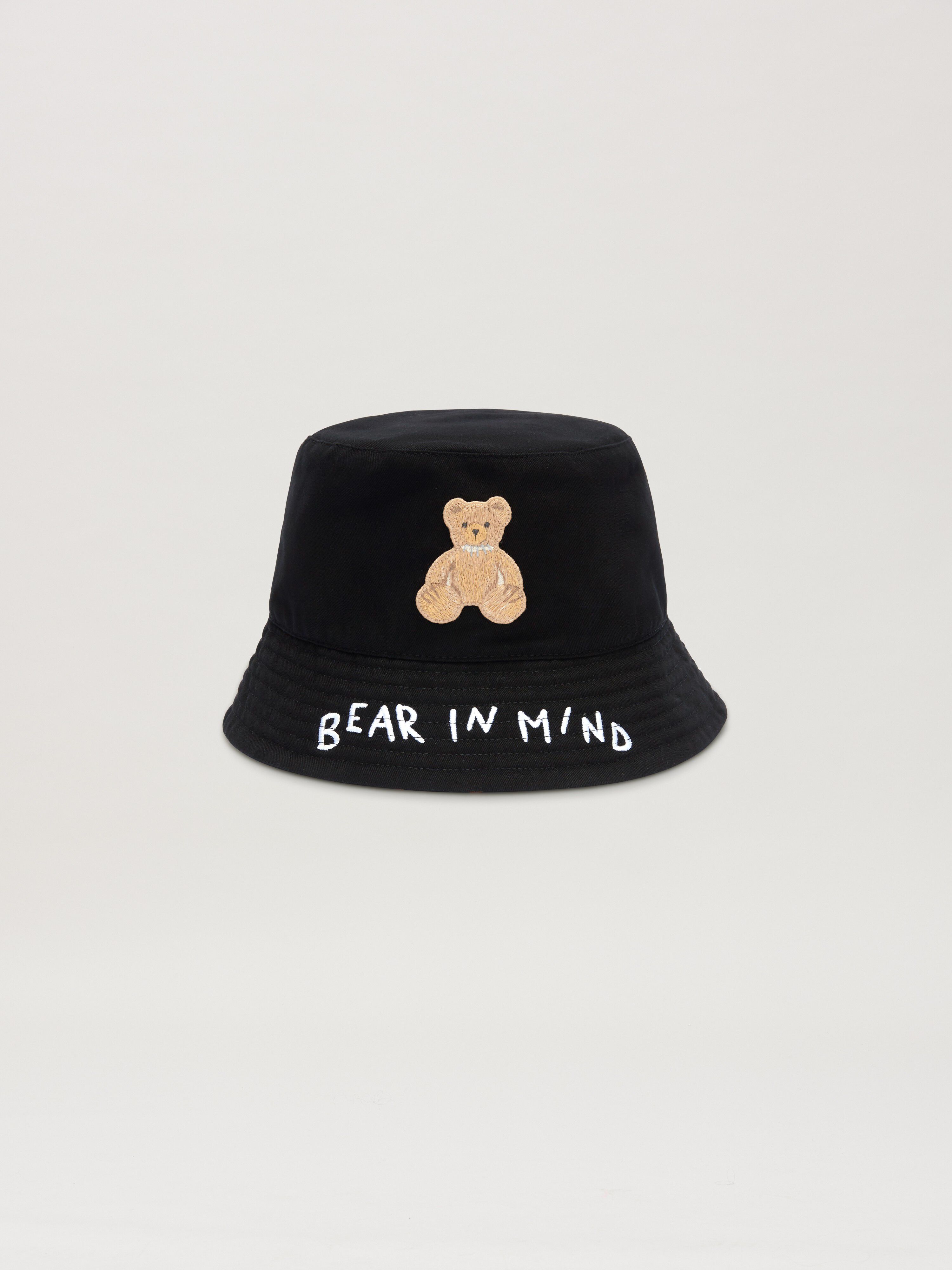 PALM ANGELS  Bear in Mind Bucket Hat BLACK - BROWN PMLA039S25FAB003