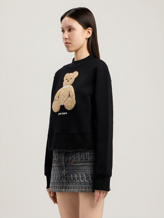PALM ANGELS Bear Fitted Sweatshirt BLACK BROWN PWBA016S26FLE006