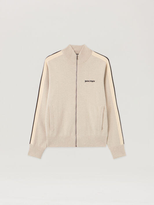 Classic Logo Knit Track Jacket PALM ANGELS Classic Logo Knit Track Jacket LIGHT BEIGE - BLACK PMHA063F25KNI001