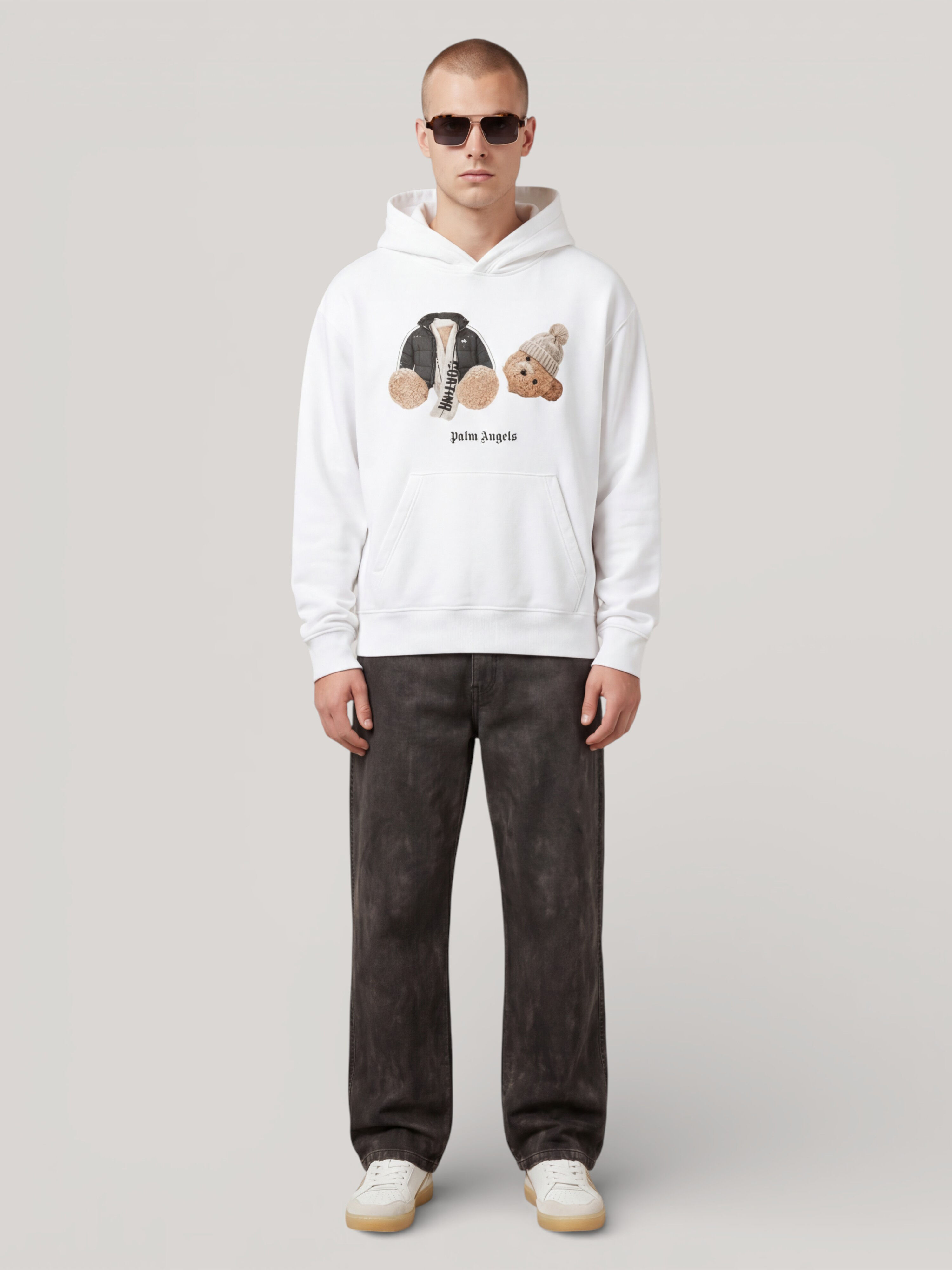 Broken Bear Cortina Hoodie in WHITE for Men | Palm Angels®