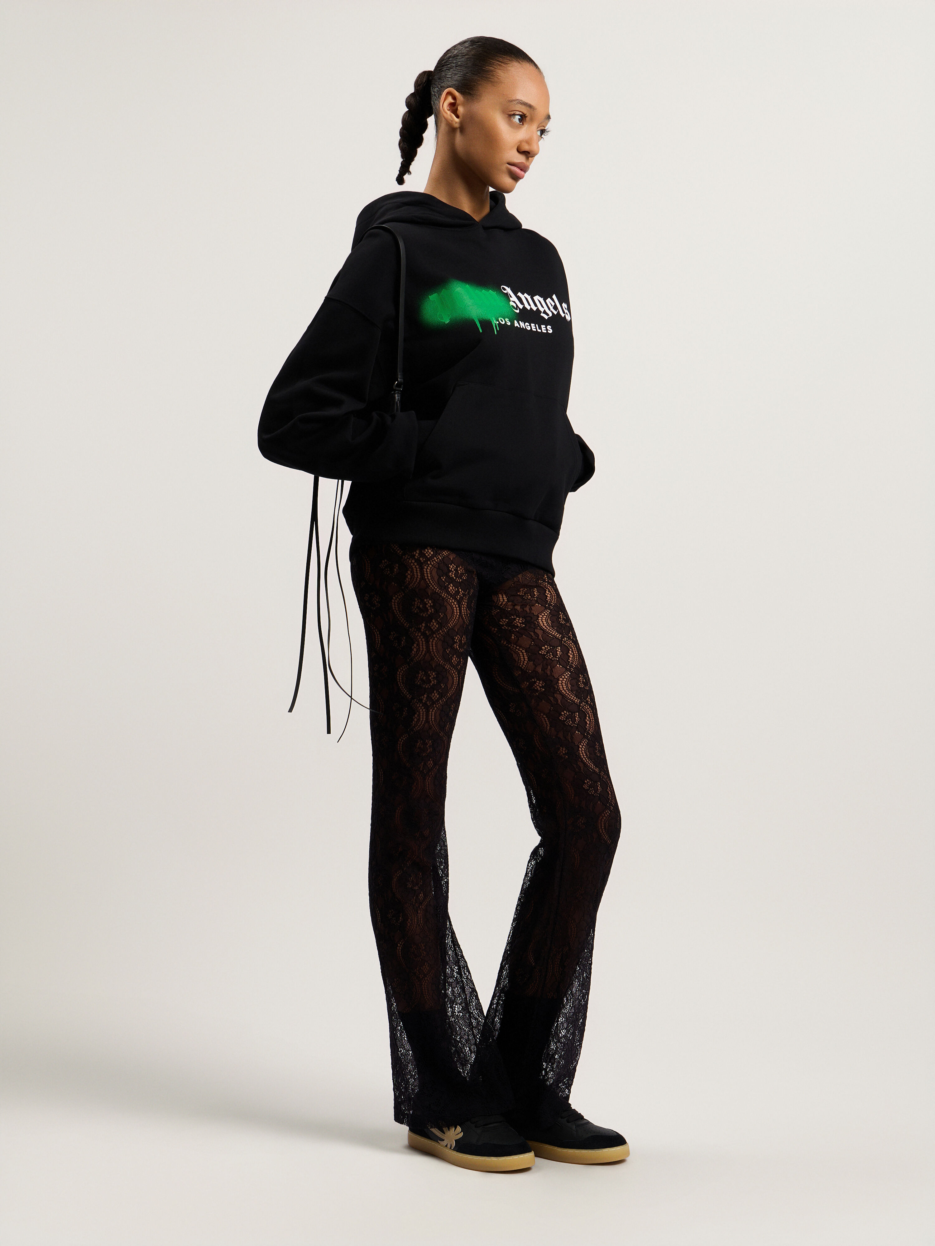 PALM ANGELS Spray City Los Angeles Hoodie Black/Green PMBB17DT26FLE001