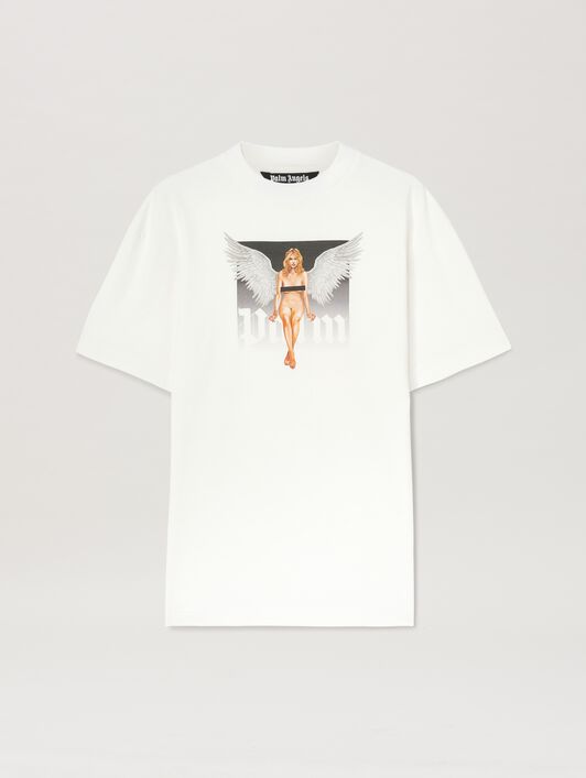 PALM ANGELS  Pin up T-shirt OFF WHITE - BLACK PMAA001S25JER00A
