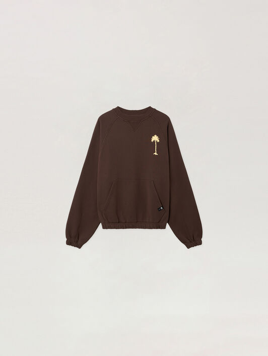 Feel High Regular Crewneck Sweatshirt PALM ANGELS Feel High Regular Crewneck Sweatshirt BROWN - MULTICOLOR PAMBA07F26FL01