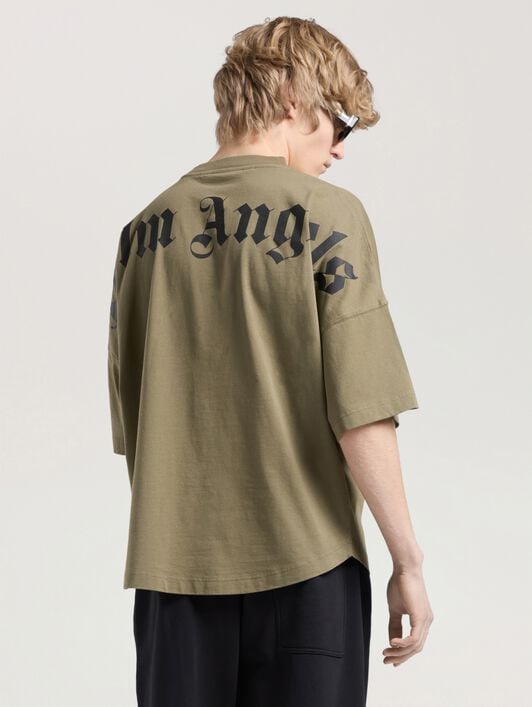 Classic Logo Oversized T-Shirt PALM ANGELS Classic Logo Oversized T-Shirt OLIVE GREEN - BLACK PAMAA05F26JR02