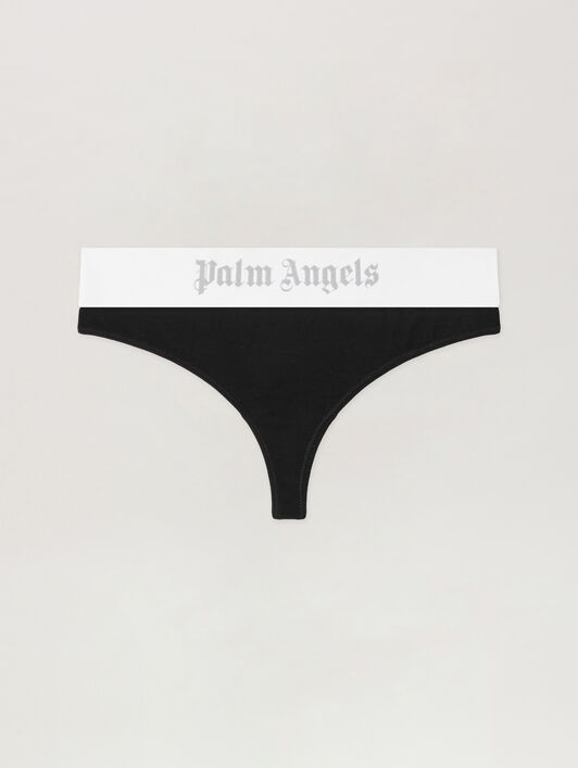 PALM ANGELS Classic Logo Brazilian Panties BLACK LIGHT GREY PWUF002C99FAB001