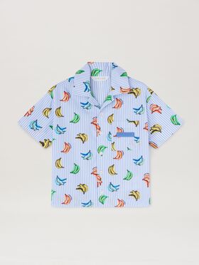 PALM ANGELS  All over banana print short sleeves shirt SKY BLUE DUSTY BLUE PBGG002S25FAB003