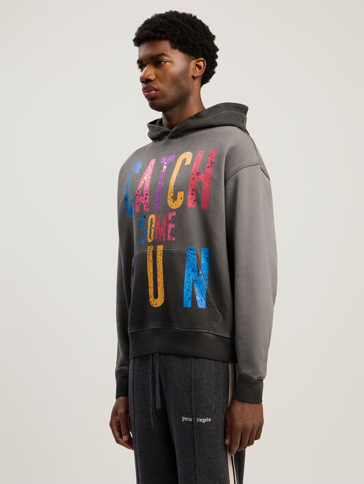 PALM ANGELS Catch Some Sun Hoodie BLACK - MULTICOLOR PMBB17DF25FLE001