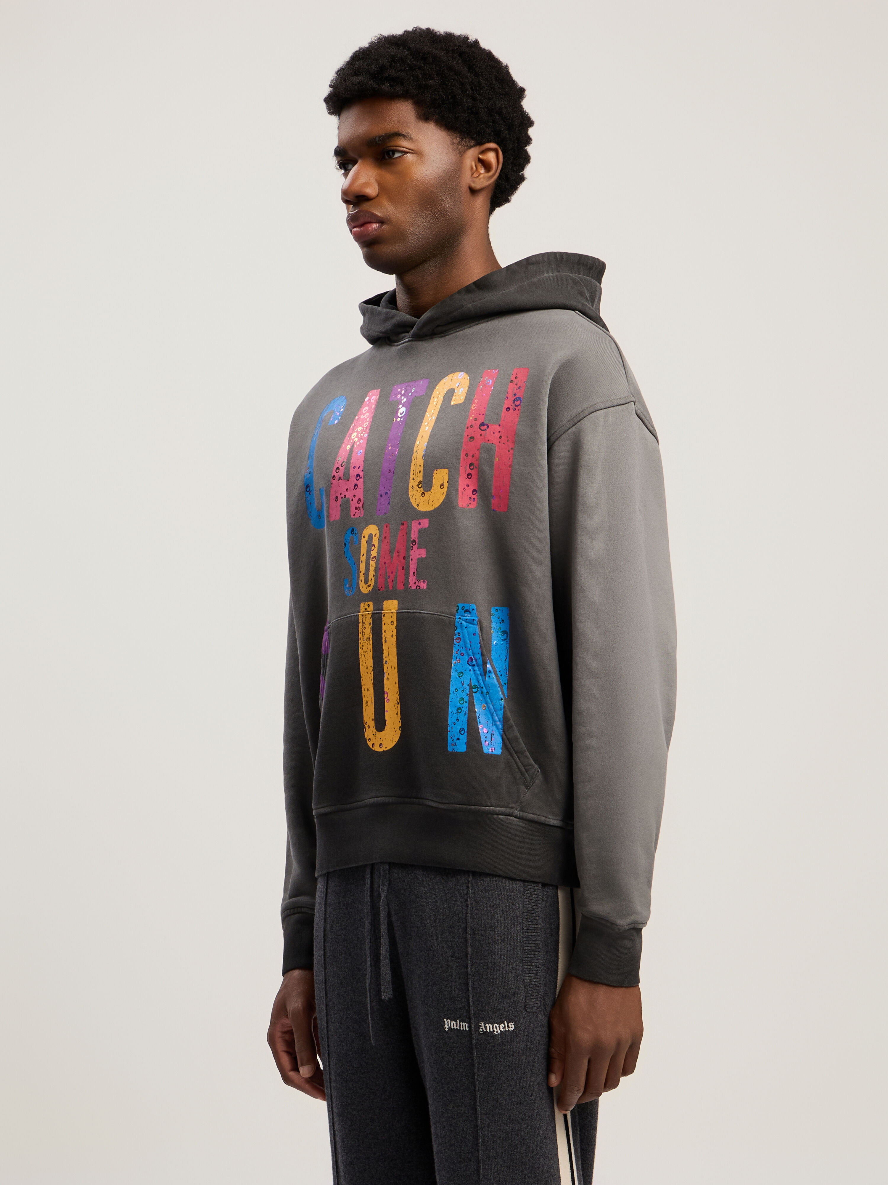 PALM ANGELS Catch Some Sun Hoodie BLACK - MULTICOLOR PMBB17DF25FLE001