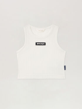PALM ANGELS Logo Rib Tank Top OFF WHITE PGAG002S26JER002