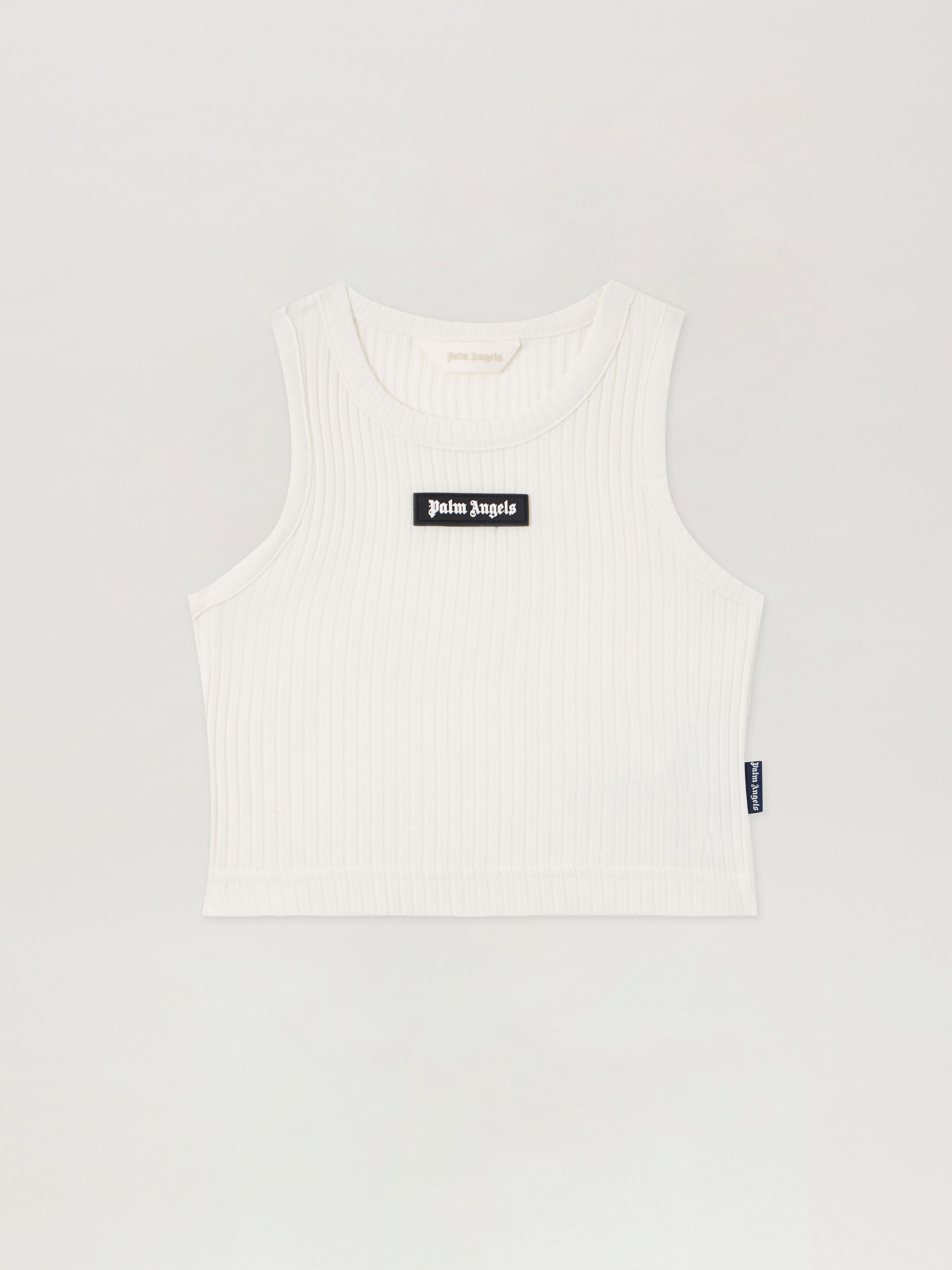 PALM ANGELS Logo Rib Tank Top OFF WHITE PGAG002S26JER002