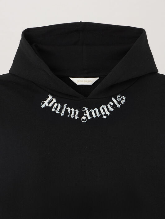 PALM ANGELS Neck Logo Brushed Hoodie NERO/BLACK PBBB012S26FLE003