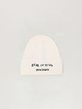 PALM ANGELS Bear In Mind Beanie OFF WHITE - BROWN PMLC030F25KNI001