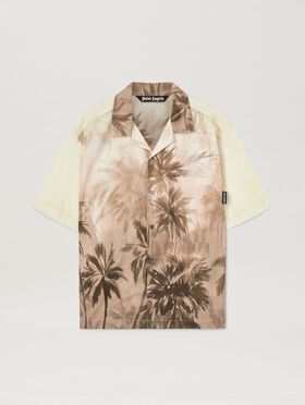 PALM ANGELS  Sunset palm bowling shirt BEIGE - BLACK PMGG00AS25FAB002