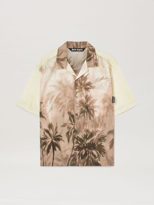 PALM ANGELS  Sunset palm bowling shirt BEIGE - BLACK PMGG00AS25FAB002