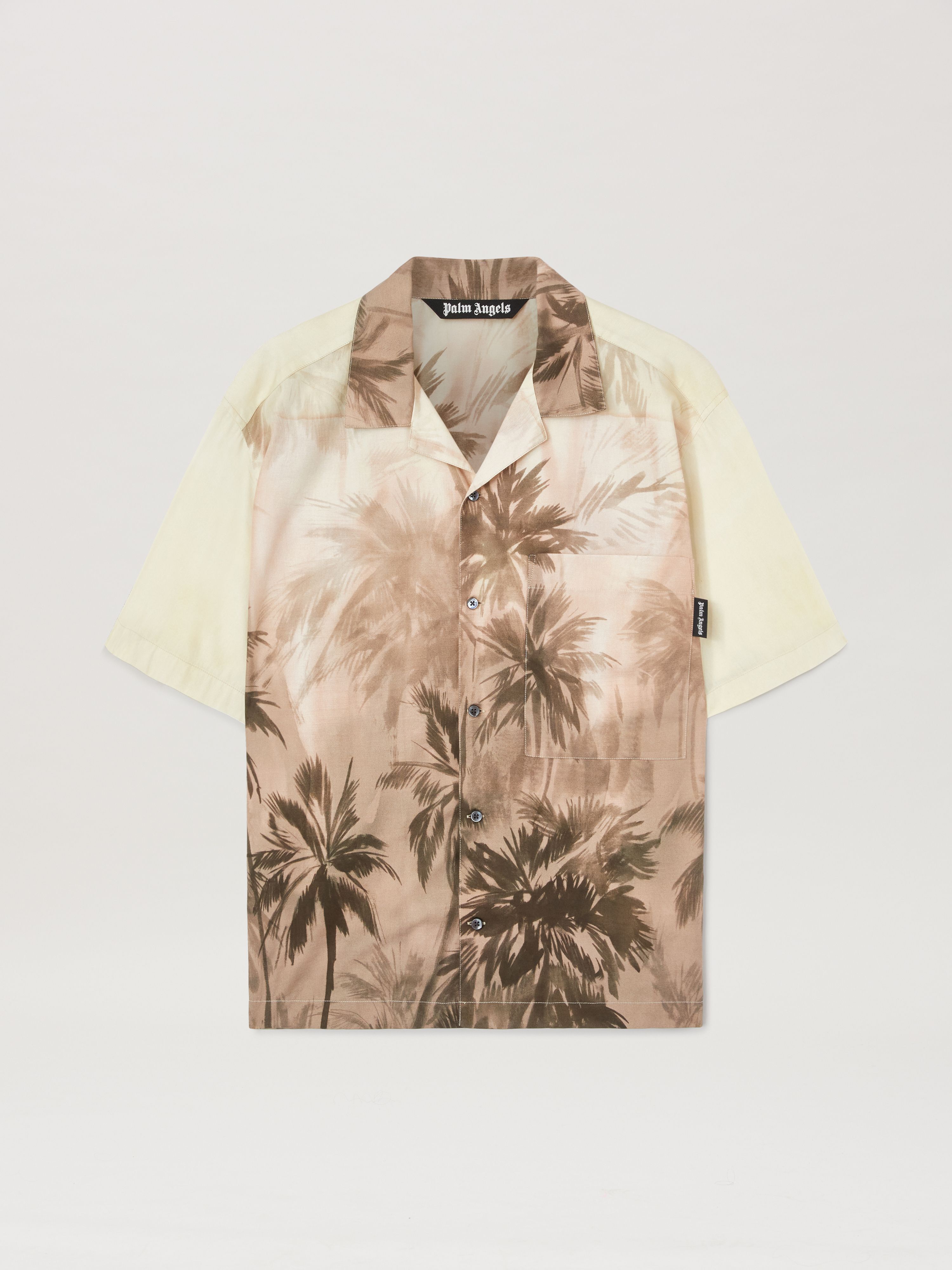 PALM ANGELS  Sunset palm bowling shirt BEIGE - BLACK PMGG00AS25FAB002