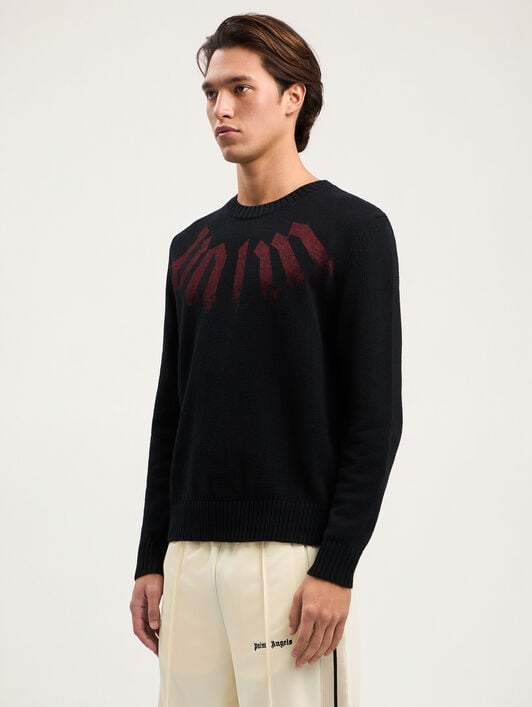 Big Neck Logo Sweater PALM ANGELS Big Neck Logo Sweater BLACK BURGUNDY PMHE08CS26KNI001