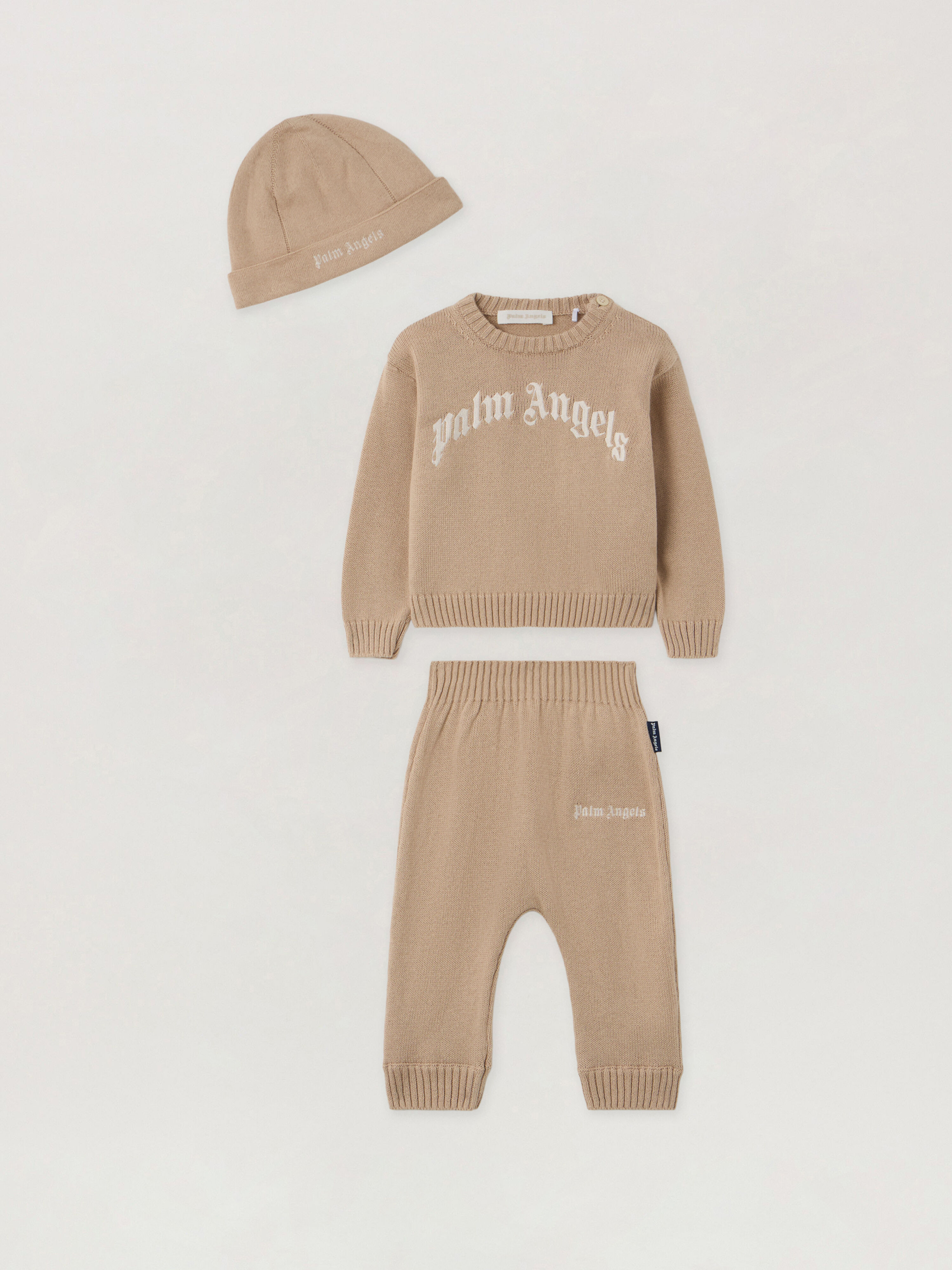 PALM ANGELS Pa Logo Knit Gift Box 2 Boy BEIGE - OFF WHITE PB2X01CF25KNI001