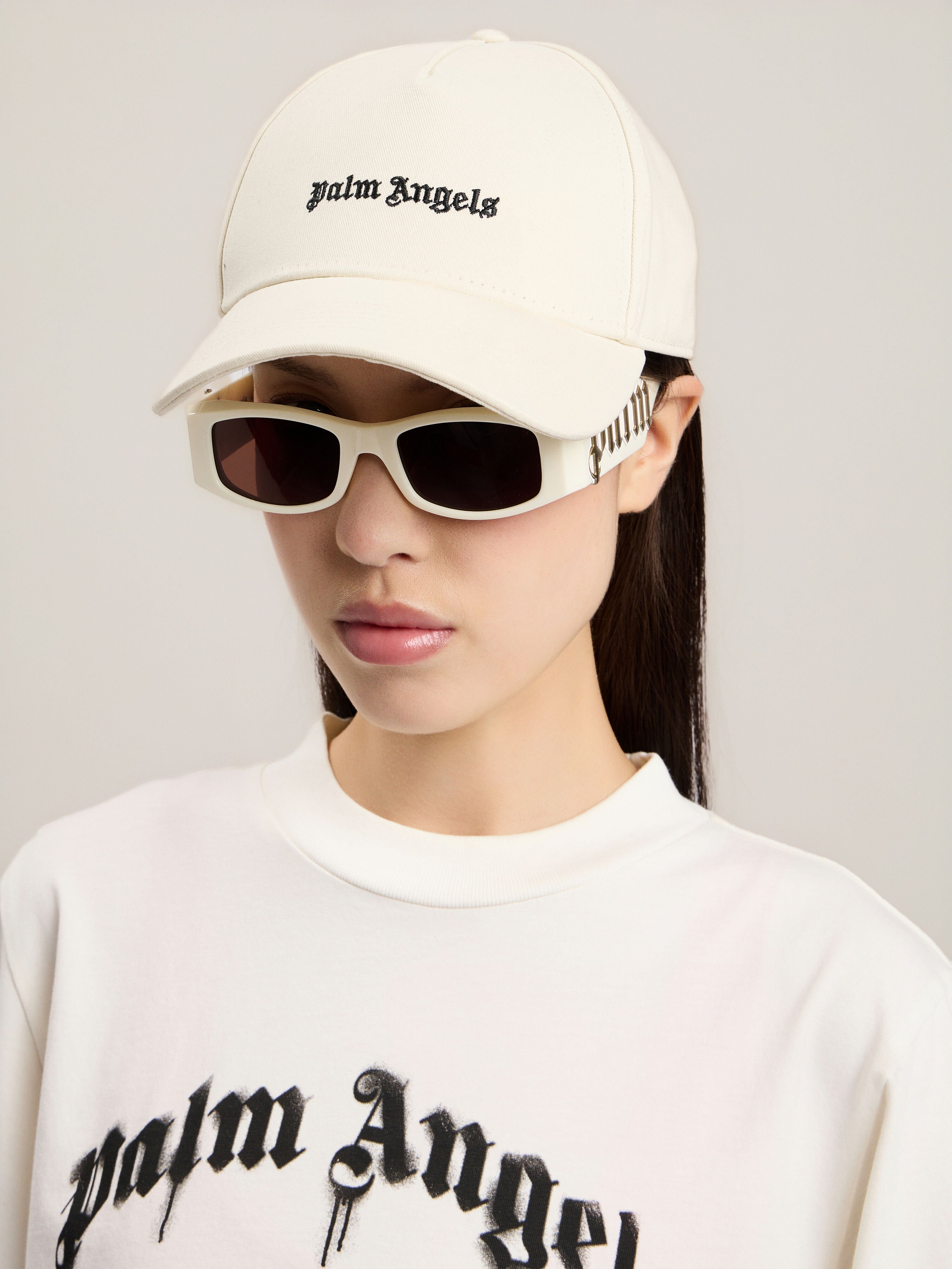 PALM ANGELS Classic Logo Cap OFF WHITE BLACK PWLB032S26FAB001
